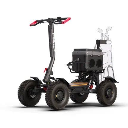 Electric golf cart with cooler attachment